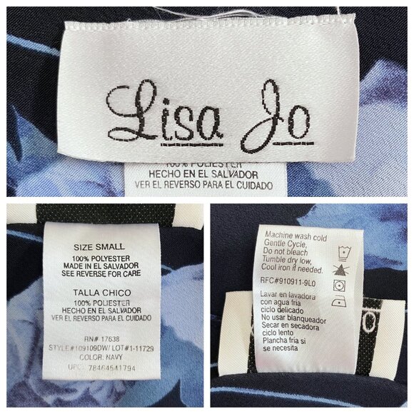 Vintage 90s Y2K Blue Navy Floral Fairycore Whimsigoth Dress Small Sundress Bows - Picture 10 of 10